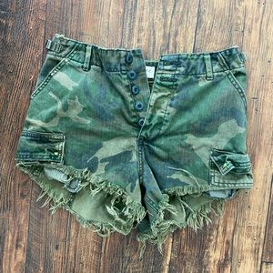 We the Free - Distressed Camo Cargo Shorts